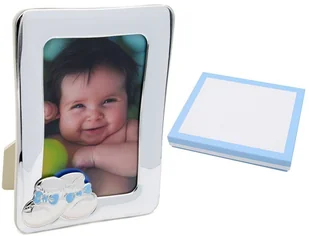 Ramka na zdjęcie niebieska z bucikami na chrzest Grawer - Ramki na zdjęcia - miniaturka - grafika 2