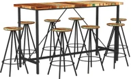 Stoły z krzesłami - vidaXL 9-cz. zestaw mebli barowych, lite drewno z odzysku - miniaturka - grafika 1