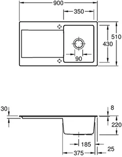 Villeroy & Boch Siluet 50 333501KG - Zlewozmywaki - miniaturka - grafika 3