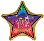 Sylwester - AMSCAN Balon foliowy gwiazda Happy New Year - 71 cm - 1 szt. - miniaturka - grafika 1