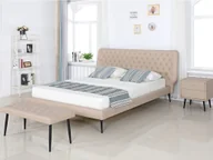 Łóżka - Beliani Zestaw mebli do sypialni ekoskóra 160 x 200 cm beżowy ESSONNE - miniaturka - grafika 1