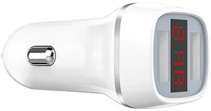 BOROFONE Borofone ładowarka samochodowa 2xUSB z wyświetlaczem LCD biały BFO-BZ3-W - Ładowarki samochodowe - miniaturka - grafika 3