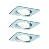 Oprawy, klosze i abażury - Paulmann Zestaw Nova kwadr wych LED 3x6,5W 2700K 230V GU10 51mm Alu-toczone/alu - miniaturka - grafika 1