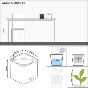 Lechuza Donica stołowa CUBE Glossy 14 ALL-IN-ONE, biała, wysoki połysk - Donice - miniaturka - grafika 5