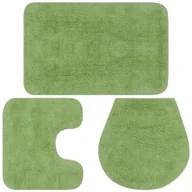 Dywaniki łazienkowe - vidaXL 3-częściowy zestaw mat łazienkowych, tkanina, zielony - miniaturka - grafika 1