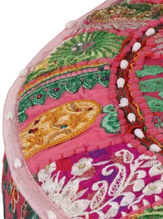 vidaXL Okrągły puf patchworkowy, ręcznie robiony, 40 x 20 cm, różowy - Pufy i podnóżki - miniaturka - grafika 4