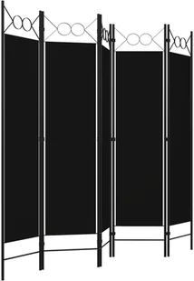 vidaXL Parawan 5-panelowy, czarny, 200 x 180 cm vidaXL - Parawany - miniaturka - grafika 3