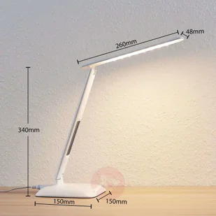 LINDBY Lampka biurkowa LED Ludmilla, wyświetlacz, biała - Lampy stojące - miniaturka - grafika 3