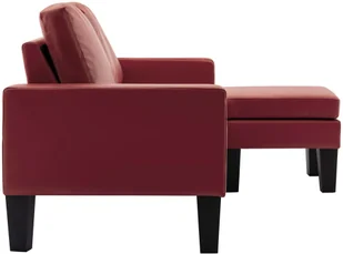 vidaXL 3-osobowa sofa z podnóżkiem, winna czerwień, sztuczna skóra - Narożniki - miniaturka - grafika 4