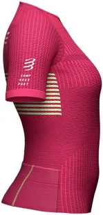 Compressport Triathlonowa koszulka kompresyjna damska TRI POSTURAL SS TOP różowo-zielona - Bielizna sportowa damska - miniaturka - grafika 2