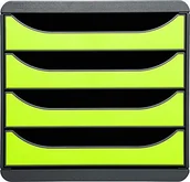 Pojemniki biurowe - Exacompta Exacompta 310725D organizer Premium Big Box Iderama 4 szuflady o dużej pojemności pojemnik na dokumenty A4+ dla większej ilości miejsca na biurku szafka czarna| anyżowozielona - miniaturka - grafika 1