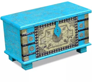 vidaXL Skrzynia z niebieskiego drewna mango 80x40x45 cm - Inne meble do salonu - miniaturka - grafika 4