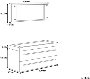 Beliani Meble łazienkowe beżowe - szuflady - umywalka - lustro - BARCELONA - Inne meble do łazienki - miniaturka - grafika 6