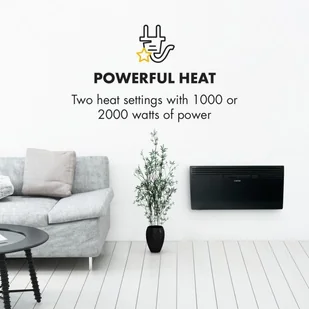 Klarstein Klarstein Hot Spot Slimcurve Grzejnik 80 x 40 cm 40 m 2000 W 540°C IP24 kolor czarny ACO7-HS Slimcurve BK - Ogrzewanie przenośne - miniaturka - grafika 2