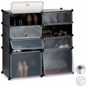 Szafki na buty - Relaxdays regał na buty, z tworzywa sztucznego, system regałowy 8 półek, regał wtykowy, wys. x szer. x głęb.: 91 x 94,5 x 36,5 cm 10024522_46 - miniaturka - grafika 1
