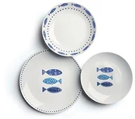 Serwisy obiadowe - Excelsa Ocean serwis stołowy 18-częściowy, porcelana, biała/niebieska, 45 x 25 x 12 cm 50249 - miniaturka - grafika 1