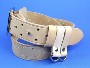 WIREX (PL) Wojskowy Pas Męski Skórzany OFICER RUBIN (PL) Skóra Licowa SUROWA SKÓRA Super Wytrzymały Z Płytką I Przeszyciami P140JUCHT - Paski - miniaturka - grafika 3