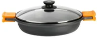Garnki - BRA Efficient  niskie garnek z pokrywką szklaną i silikonowe uchwytami, odlew aluminiowy z powłoką nieprzywierającą Teflon, Platinum Plus,, czarny, 28 cm A270528 - miniaturka - grafika 1