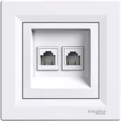 Gniazdka elektryczne - Schneider Asfora gniazdo telefoniczne podtynkwe podwójne 2xRJ11 z ramką białe EPH4200121 - miniaturka - grafika 1