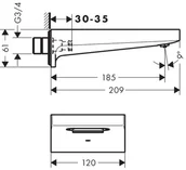 Wylewki do baterii - Hansgrohe Metropol Wylewka wannowa natynkowa polerowane złoto optyczne 32543990 - miniaturka - grafika 1
