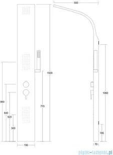 Corsan Alto panel prysznicowy z mieszaczem oraz oświetleniem LED Czarny z czarnym wykończeniem A-017MLEDCZARNY/BL | - Panele prysznicowe - miniaturka - grafika 2