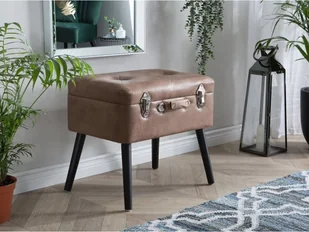 Beliani Stołek ze schowkiem ekoskóra brązowy MALLARD - Pojemniki na zabawki - miniaturka - grafika 2