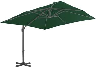 vidaXL Parasol wiszący z aluminiowym słupkiem, 400x300 cm, zielony - Parasole ogrodowe - miniaturka - grafika 4