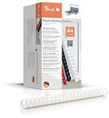 Akcesoria do bindownic - Peach pb444  01 grzbiety wiązanie, plastik, DIN A4, zmniejsza siłę nacisku potrzebną do przedziurkowania dużej ilości 440 stron, 50 sztuk, białe PB444-01 - miniaturka - grafika 1