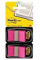Etykiety samoprzylepne i bloki etykiet - Post-It 3M Zakładki indeksujące (680-BP2EU), PP, 25x43mm, 2x50 kart., jaskraworóżowe 3M-70005078020 - miniaturka - grafika 1
