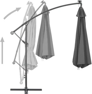 vidaXL Parasol wiszący ze stalowym słupkiem, 300 cm, antracytowy - Parasole ogrodowe - miniaturka - grafika 6