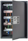 Wieszaki i stojaki - Unbekannt Pavo 8033911 skrzynka/szafka/sejf na klucze, z elektronicznym zabezpieczeniem (High security), 50 haków z bocznym otworem wrzutowym, kolor: ciemnoszary 8033911 - miniaturka - grafika 1
