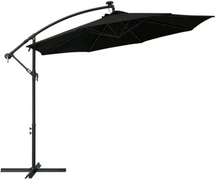 vidaXL Parasol wiszący z LED i stalowym słupkiem, 300 cm, czarny - Parasole ogrodowe - miniaturka - grafika 3