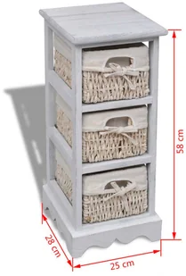 vidaXL Drewniana komoda z 3 koszykami (Biała) - Komody - miniaturka - grafika 8