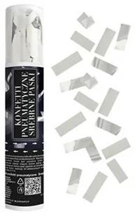 Konfetti pneumatyczne, srebrne paski, 20 cm - Gadżety na imprezę - miniaturka - grafika 6