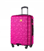 Walizki - Puccini Walizka Średnia Różowa Twarda ABS018B 3A - miniaturka - grafika 1