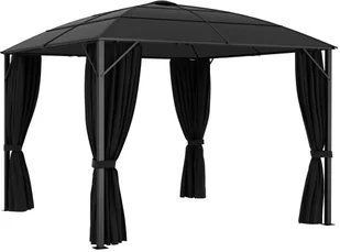 vidaXL Altana ogrodowa z zasłonami, 300x300x265 cm, antracytowa - Altany ogrodowe - miniaturka - grafika 6