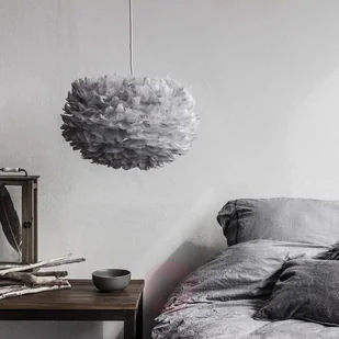 Vita Copenhagen Lampa wisząca Eos medium, jasnoszara, z piór - Lampy sufitowe - miniaturka - grafika 2