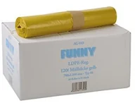 Worki na śmieci - Funny Regeneracyjne włókna LDPE worki na śmieci, żółty, zwinięty, 120 L, typ 60, 1er Pack (1 X 250 sztuk) AG-883 - miniaturka - grafika 1
