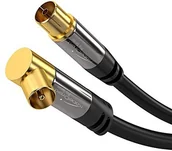 Kable - KabelDirekt kablem 925 75 omów kabel antenowy HDTV, 90 stopni kątowy wtyk współosiowy M bezpośrednio na proste gniazdo koncentryczne w 10m szary/czarny 930 - miniaturka - grafika 1
