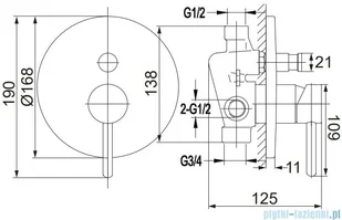 Omnires Y podtynkowy zestaw prysznicowy złoty SYSY19ZL | - Baterie podtynkowe - miniaturka - grafika 2
