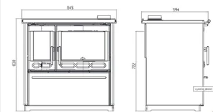 584 TOPSTOVE Kuchnia stalowo żeliwna z piekarnikiem 8kW bez płaszcza wodnego wylot spalin 120mm kolor biały) 58477289 - Kuchnie węglowe - miniaturka - grafika 2