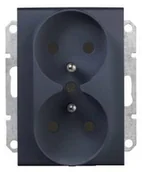 Gniazdka elektryczne - Schneider Sedna gniazdo podtynkowe podwójne z uziemieniem bez ramki grafitowe SDN2800970 - miniaturka - grafika 1