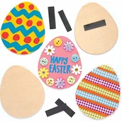 Kinder party - Baker Ross Drewniane magnesy Jajka wielkanocne (10 sztuk) pomysł na prezent dla dzieci na Wielkanoc do ozdabiania i tworzenia - miniaturka - grafika 1