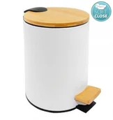 Kosze na śmieci - FENIKS Domotechnika okrągły 5 litry/ 20,5 26 cm , biały/bambus SNOW SH/BI007 - miniaturka - grafika 1