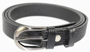 Pas-Max (PL) Pasek Damski Skórzany (PL) Skóra Licowa EXTRA Gładki 25 mm CZARNY WZÓR 4 - Paski - miniaturka - grafika 4