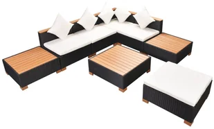 vidaXL Zestaw mebli do ogrodu, 18 części, czarny polirattan, blat WPC - Meble ogrodowe - miniaturka - grafika 3