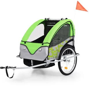 vidaXL Rowerowa przyczepka dla dzieci/wózek 2-w-1 Zielono-szara - Przyczepki rowerowe - miniaturka - grafika 2