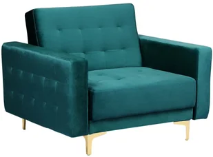 Beliani Fotel welurowy zielony ABERDEEN - Fotele - miniaturka - grafika 2