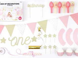 PartyDeco Zestaw dekoracji "1st Birthday Party", złoty, SET6-019 - Gadżety dla niej i dla niego - miniaturka - grafika 3
