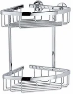 Półki łazienkowe - FENIKS prysznicowa tesa ALUXX do narożnika, dwupoziomowa, aluminiowa, chromowana, nierdzewna, wraz z roztworem kleju, 260 mm x 163 mm x 170 mm - miniaturka - grafika 1